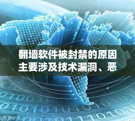 翻墙软件被封禁的原因主要涉及技术漏洞、恶意软件入侵、用户操作不当、系统维护问题、法律问题以及网络攻击等多重因素。以下是对这一现象的详细分析