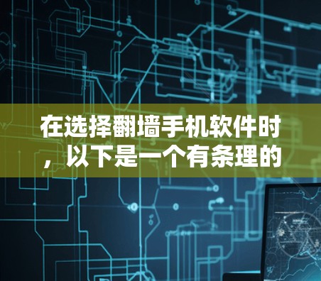 在选择翻墙手机软件时，以下是一个有条理的指南，帮助您做出明智的决定